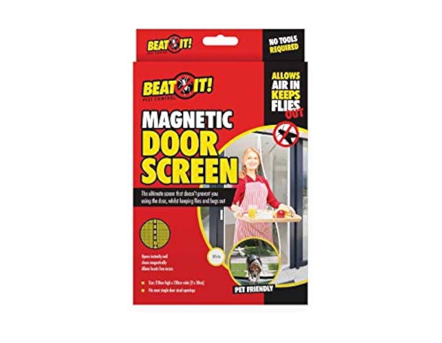 White Magnetic Polyester Mesh Door Screen, 210 x 100 cm (1 Set) - Easy Installation, & Ideal for Pest & Insect Protection