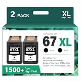 67XL 67 XL Black Ink Cartridges 6055e 2800e Ink for HP67XL Compatible for HP 2700 2800 6000 Series Printers DeskJet 2755e 2855e 4155e 4255e Envy 6400 6455e 6458e (2-Pack)