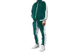 KISSQIQI Men's Golden Velvet Thickening 2 Pieces Full Zip Tracksuits Casual Outfits Suit Jacket & Pants Fitness Tracksuit Set