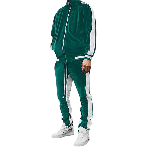 Amazon.com: KISSQIQI Velour Tracksuit Mens 2 Piece Velvet