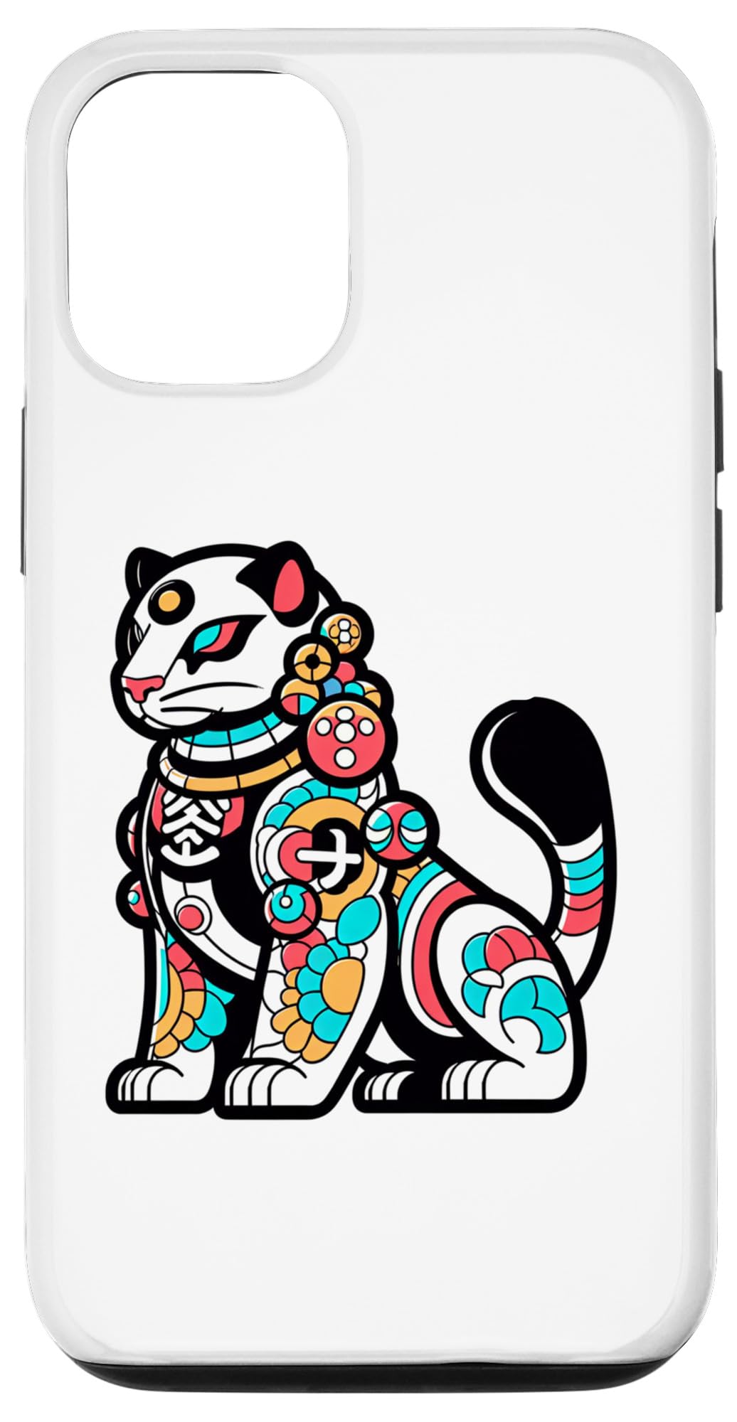 iPhone 15 Jewels and Patterns: Cat with Colorful Vibrant Adornments Case