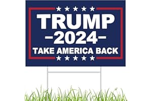 FLKIM Trump 2024 Yard Sign Rally Handheld with H-Stakes,Double Sided 18x12 Inch Trump Take America Back Signs,Patriotic Design President Trump Lawn Sign Outdoor