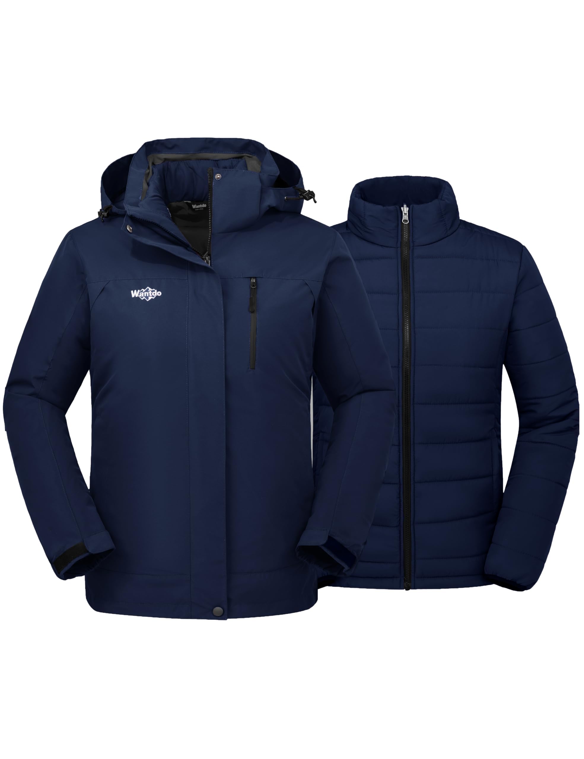 wantdo Women's Windproof 3 in 1 Skiing Jacket Warm Winter Coat for Snowboarding Navy5X Image