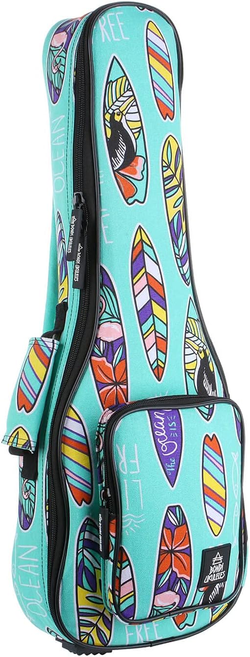 Ukulele Case Size 8 Official Colors Front Pouch Triple Shock-Proof Padding Enhanced Glide Zip Backpack Straps (Boards of Paradise) (Tenor)