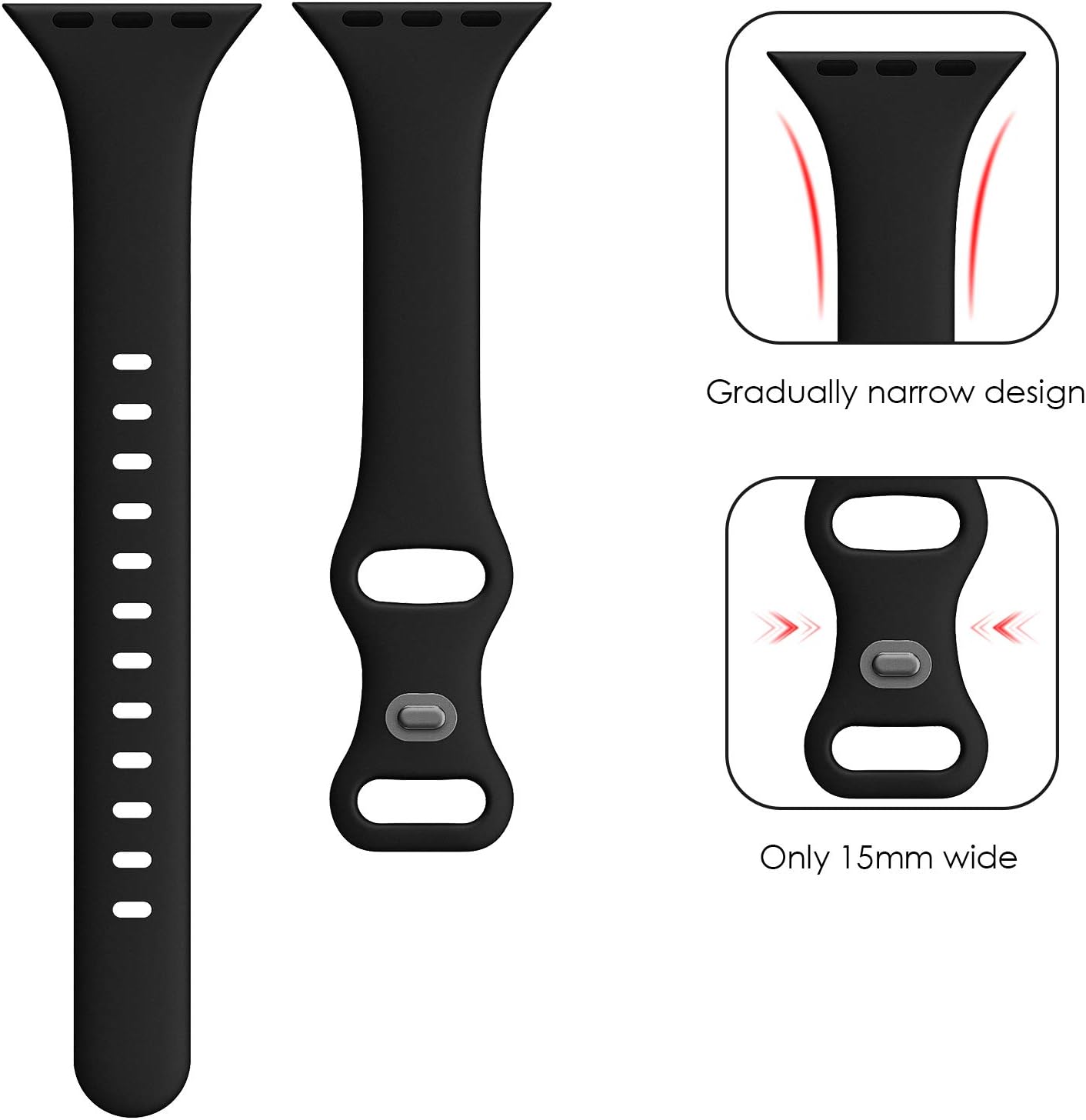 PARMPH 3 Packs Silicone Strap Compatible with Apple Watch 38mm 40mm 41mm 42mm(Series 10) - Image 3