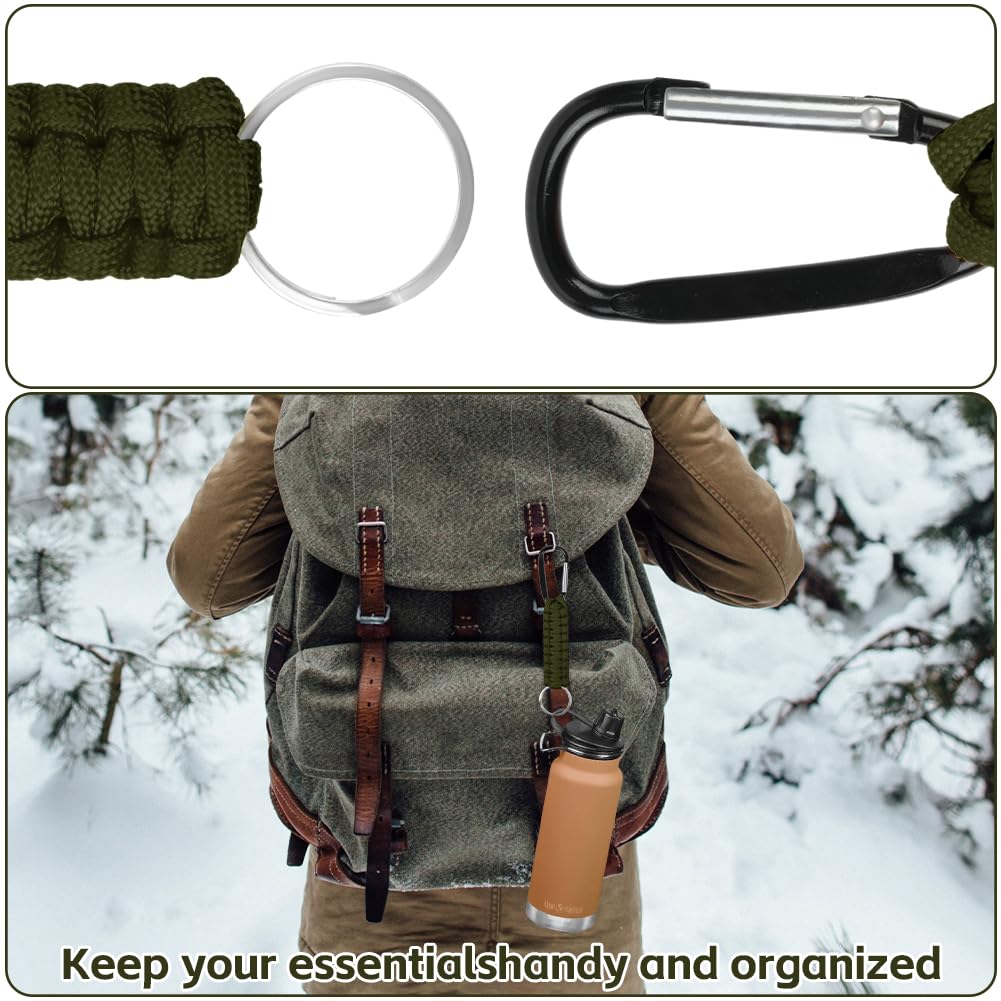 OFFCUP Paracord Schlüsselanhänger mit Karabiner, Schlüsselanhänger Karabiner Geflochtenes Lanyard, Karabinerhaken D Ring Schlüsselband Schlüsselring für Motorrad Auto Camping Wandern 7