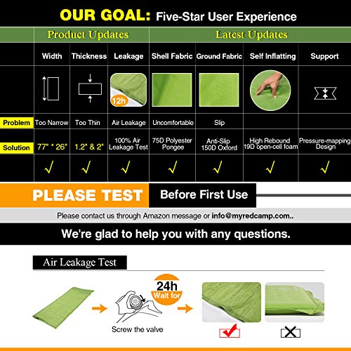 REDCAMP SelfInflating Sleeping Pad with Attached Pillow, Compact