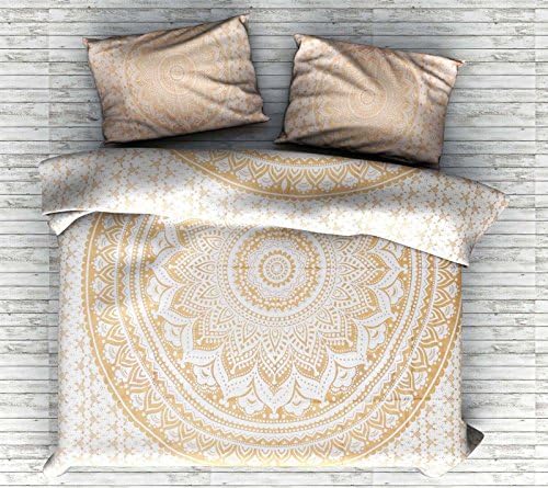 Gold Color Indian Ombre Bohemian Mandala Duvet Cover Bedding Donna Cover With 2 Pillows Beautiful Exclusive