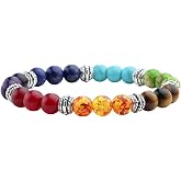 Jovivi 7 Chakras Bracelet Natural Healing Crystal Stone Bracelets for Women | 8mm Natural Gemstone Reiki Yoga Round Beads Bracelet Jewelry for Chakra Balancing