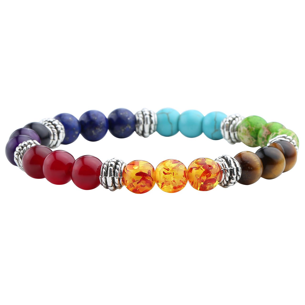 JSDDE Schmuck, Unisex Energietherapie Yoga-Armband 7 Chakra Healing Balance Armreif Wurzelchakra Elastisches Armband
