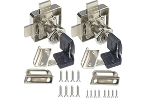 BOOLIAN Double Door Cabinet Lock Cabinet Drawer Lock Double Deadbolt Door Lock [Right Door Installation]. Drilling Diameter 3/4"/19mm for (3/5"-/15mm)- (7/8"-/22mm) Thick Door Panels (2 Pack)
