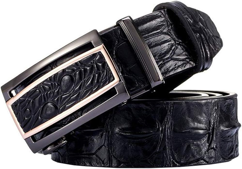 EZ CLICK BELTS Men's Alligator Full Grain Leather Ratchet Belts (Waist