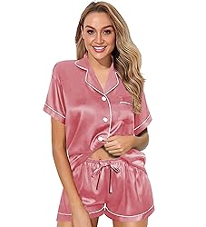 WJing Yi Jia Womens Pajama Sets XS-4XL Silk Satin