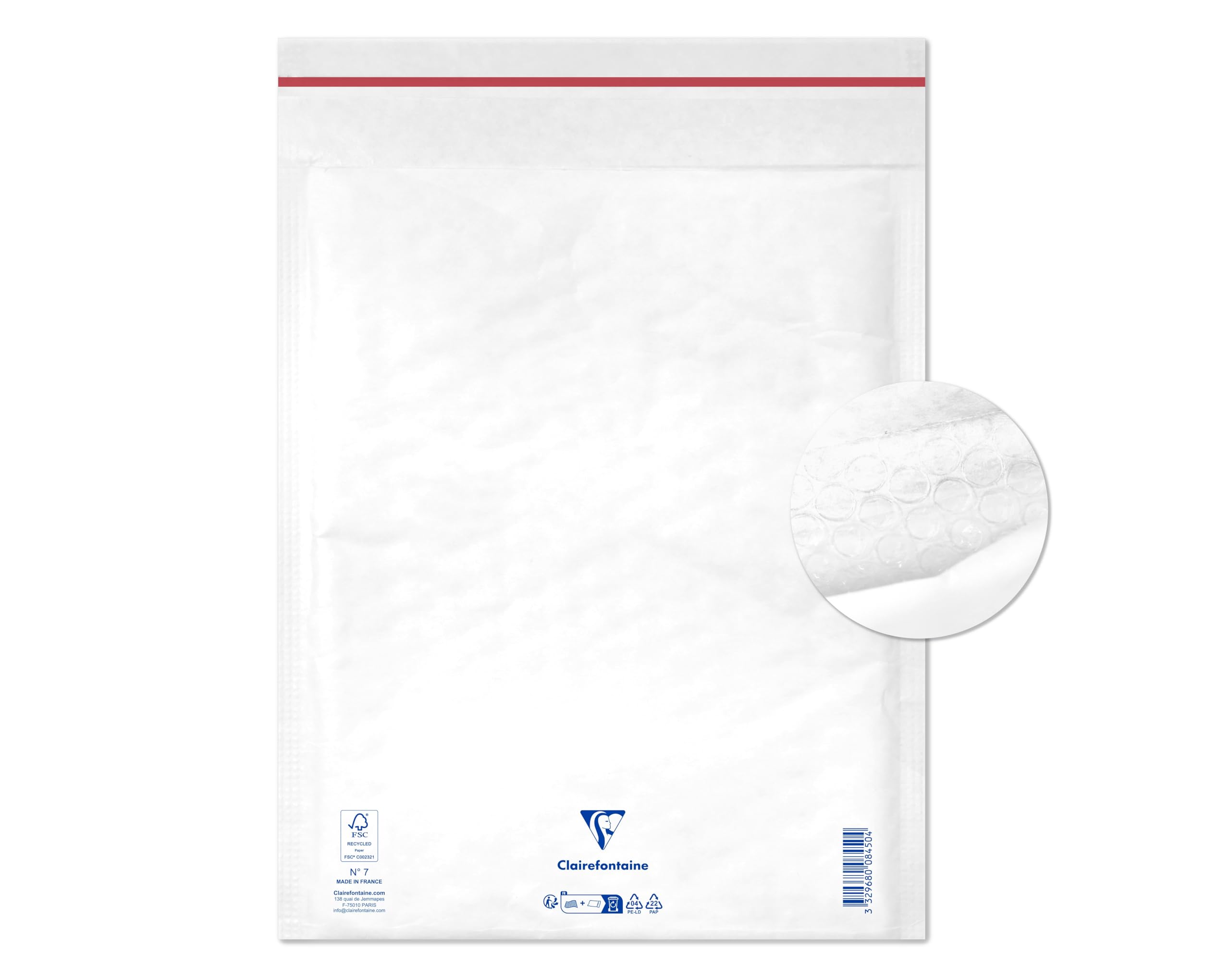 Clairefontaine 7350C - Pack of 10 Padded Envelopes - Lined with Bubble Wrap - Size: 240x330 mm - 90g/m² - White Colour - Mailing - Manufactured in France
