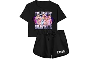 Zelbuck Girls Shorts Set, Trendy Singer Fans Crop Top and Shorts Set Toddler Kids 2 Piece Concert Outfit for 4-15 Years