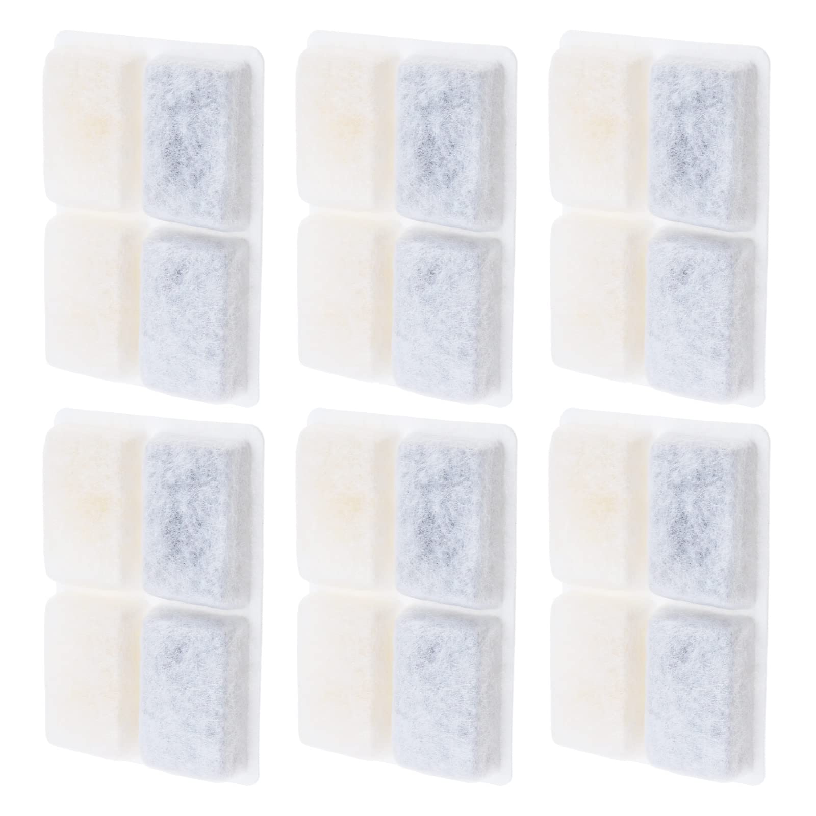 OTOTEC 6Pcs Pet Water Fountain Filters Replacement Compatible with Square White Pet Fountain/LED 64oz/2L Cat Water Dispenser Filters White