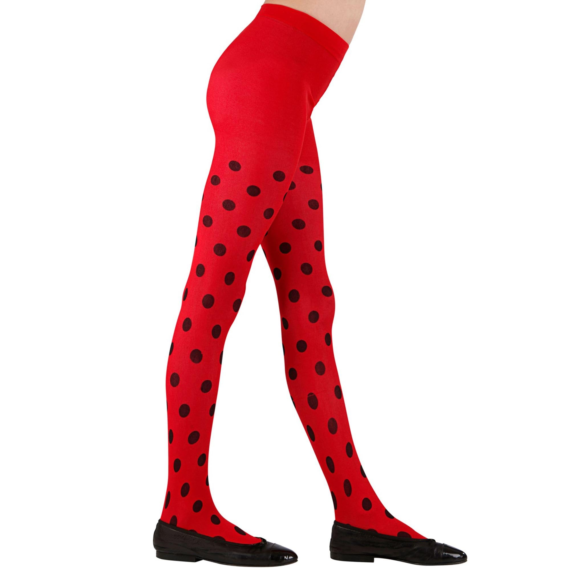 W WIDMANN MILANO Party Fashion - Ladybug Tights for Girls, Insects, Animals, Carnival, Themed Parties, 40 DEN, Size 7-10 Years, Red-Black — image 1