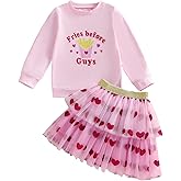 SAYOO Toddler Baby Girls Valentine's Outfits Be Mine and Bow Embroidery Sweatshirt Tops+Rainbow Tutu Skirt 2Pcs Clothes