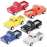 KiNSMART 1955 Chevrolet Stepside Pickup Truck, 3 Inch, 1:54 Scale, Die Cast Metal Model Toy Trucks, 6-Pack