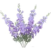 FERIAL Purple Artificial Delphinium Flowers Silk Larkspur Flowers Faux Snapdragon Long Stem Fake Plant Spray Arrangement for Home Office Garden Wedding Table Vase Decor (Purple)