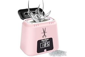 SAVILAND Nail Tool Sterilizer Electric: High-Temperature 365℉ Sterilizer for Nail Tools Portable Pink Nail Sterilizer with Glass Beads to Sterilize Any Metal Tools Salon & Esthetician Supplies