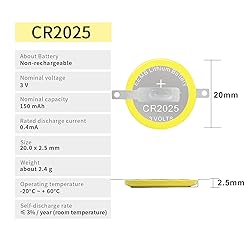 EEMB Tabbed CR2025 3V Lithium Battery with Solder