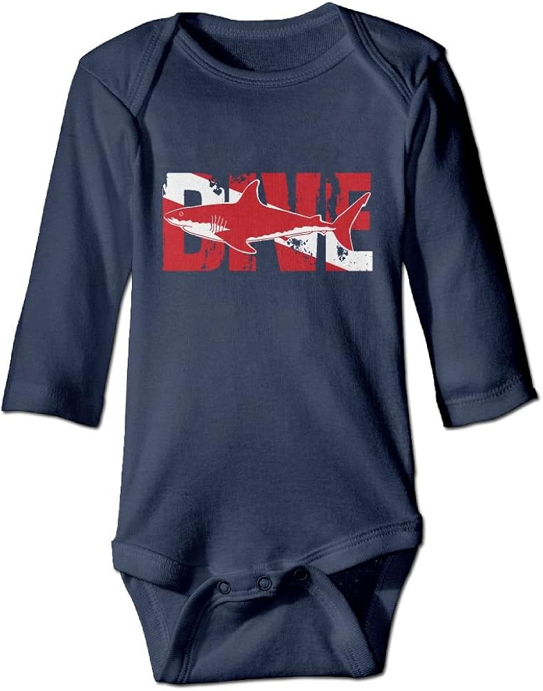 Dive Shark Scuba Flag Funny Baby Bodysuit Clothes for Boys and Girls Newborn Baby