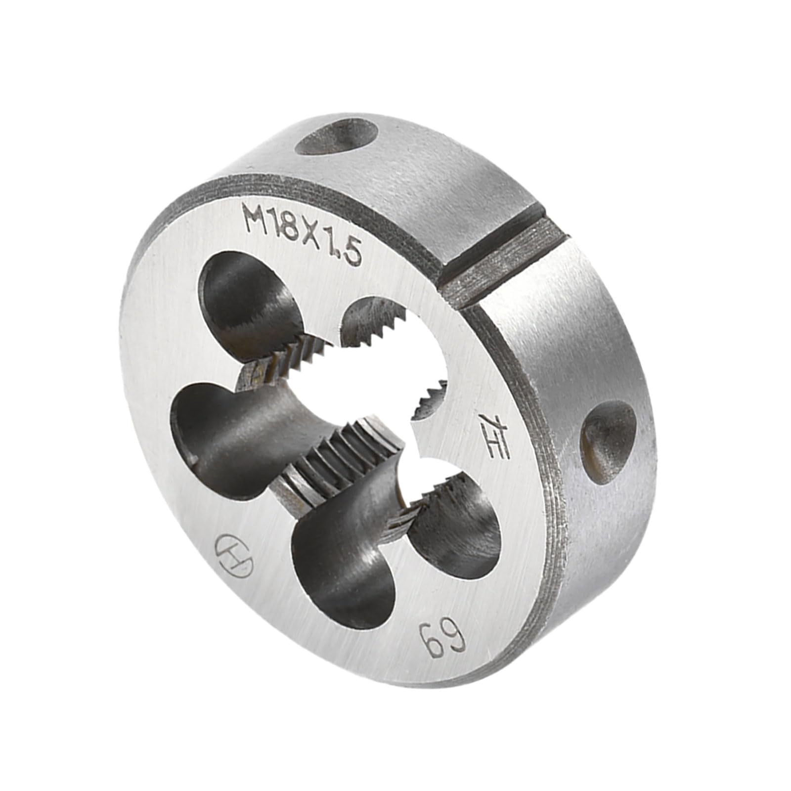 CoCud Round Thread Repair Die, M18x1.5 Die 45mm OD, Alloy Tool Steel Left Hand Cylindrical Pipe Threading Tool with 5 Chip Holes - (Applications: for Threading Repairing) — image 1