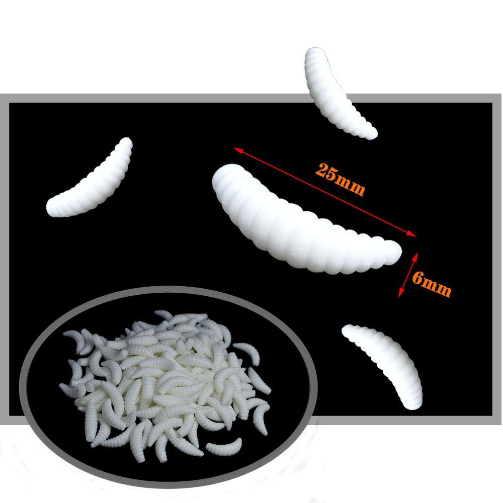 senvenelec artificial worm, Biomimetic Soft Silicone Earthworm Lures Worm Fishing Lures Simulation Red Worms plastic Green Environment Strong Temptation Bait Fake RedWorm - milky 100Pcs