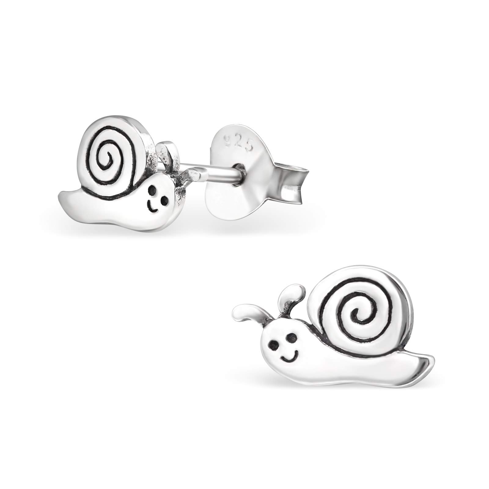 925 Sterling Silver Snail Stud Earrings for Women & Girls – Cute Animal Jewellery with Gift Box