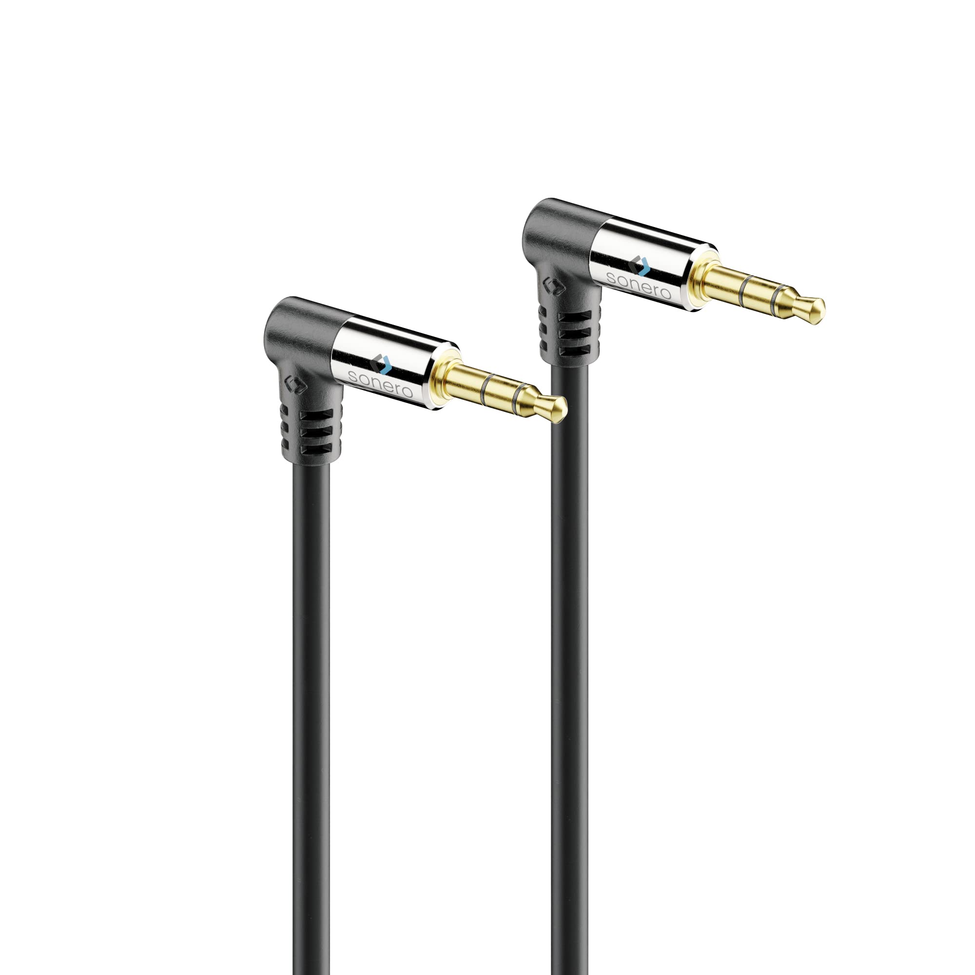Sonero® Premium Audio Cable with 2x 90° Male / 3.5 mm Jack / 1.50 m/Gold-Plated Contacts/Black