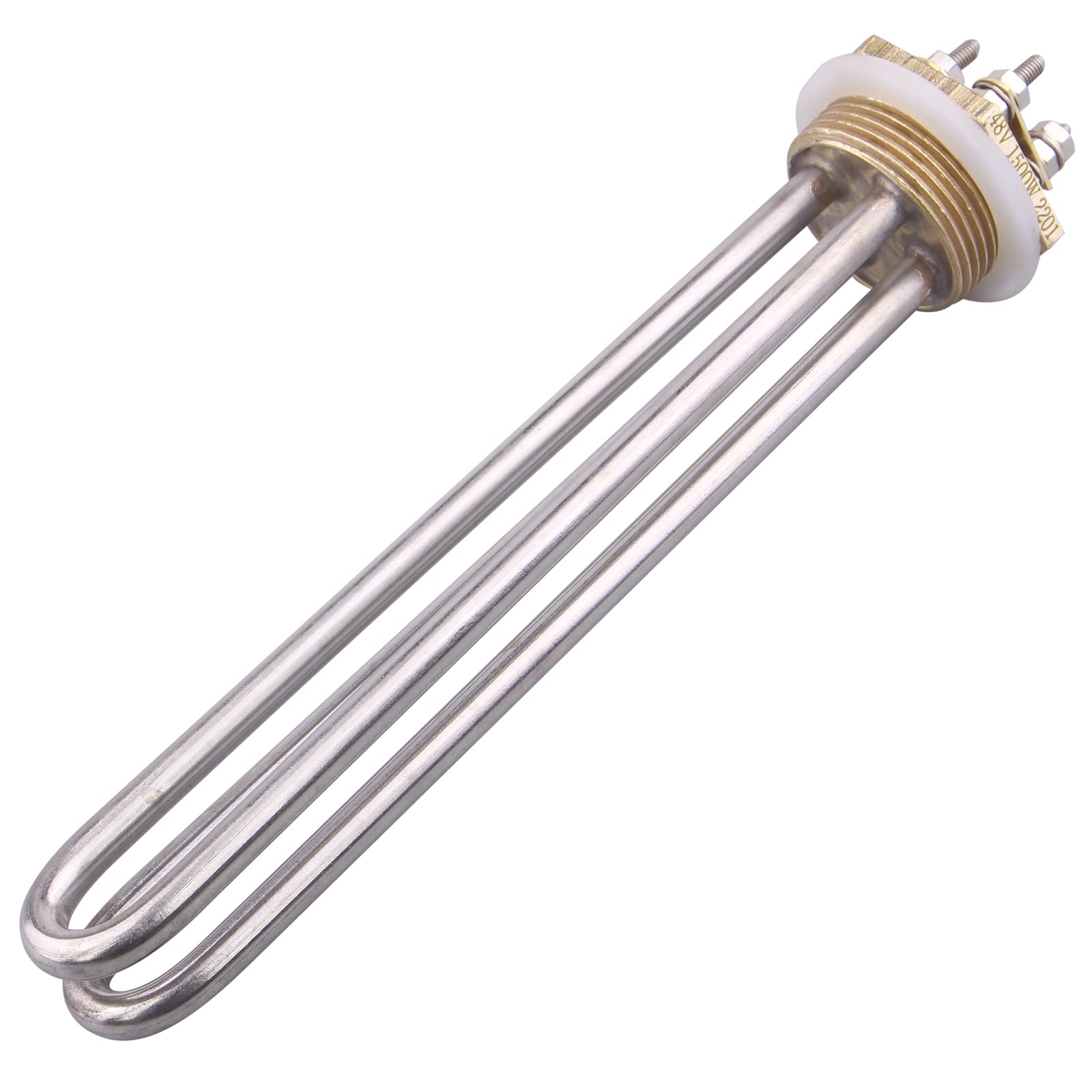 DERPIPE Heating Element Stainless Steel Brass Flange 48V 1500W 2U 1.25 Inch BSP Thread with Silicone Ring