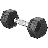 Amazon Basics Rubber Encased Exercise & Fitness Hex Dumbbell, Single, Hand Weight For Strength Training