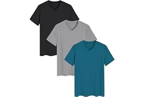 Latuza Men's Viscose Sleep Shirt Soft V-Neck Pajama Tops 3 Pack