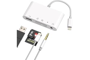 Lightning 3.5mm USB SD Micro SD Card Reader for iPhone(5 in 1)Audio Jack Headphone Adapter Charger OTG AUX Camera Memory TF D