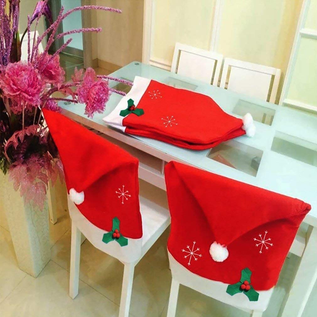 Best Santa Hat Chair Covers Christmas Decor Dinner Chair Xmas Cap Sets