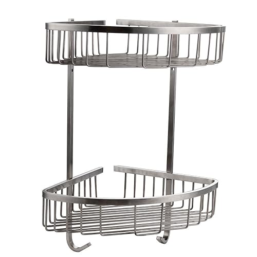 Croydex Two Tier Stainless Steel Large Corner Basket Shower Caddy, 10