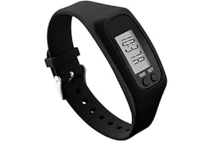Pedometer Simple Step Counte, Simple Step Counter with Time Display, Distance & Calorie Calculation, Digital LCD Silicone Wri