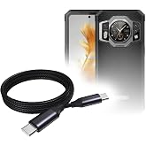 BoxWave Cable Compatible with Oukitel WP21 - DirectSync PD Cable (3ft) - USB-C to USB-C (100W), Type C Braided Charge and Fast Sync - Jet Black