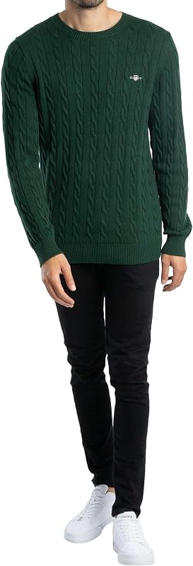 Suéter masculino gant de algodão com gola c, verde tartan, l — foto 5 de 6