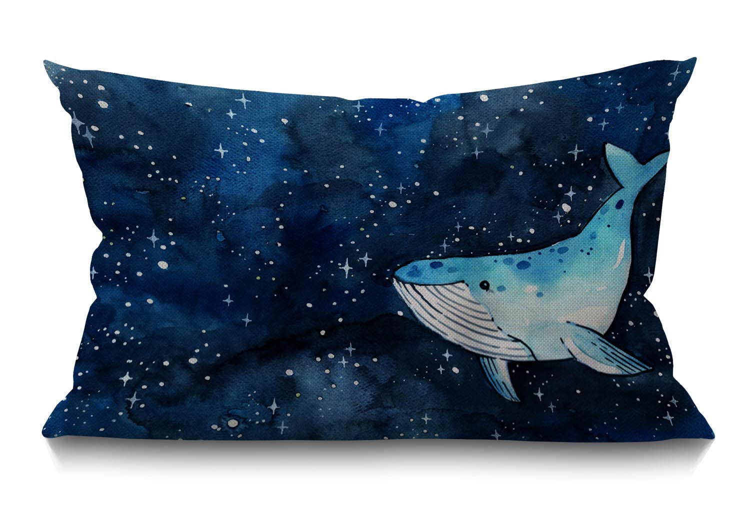 BGBDEIA Cushion Cover Whale Starry Sky Watercolor Animal Sea Theme Marine Life Hand Drawn Painting Rectangular Throw Pillow Cover for Couch Sofa Home Decor Cotton Linen 12x20 Inch 30 x 50 cm