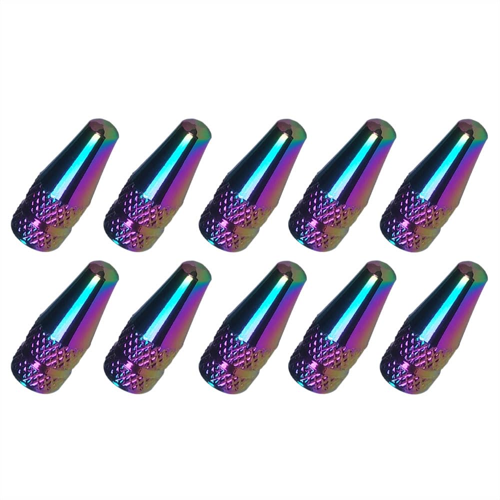 Zetatau 10 Pcs Fantasy Colorful MTB PRESTA Bike Bicycle Road Racing Coloured Metal Anodized Machined Aluminum Alloy Tire French Style Valve Cap Dust Covers