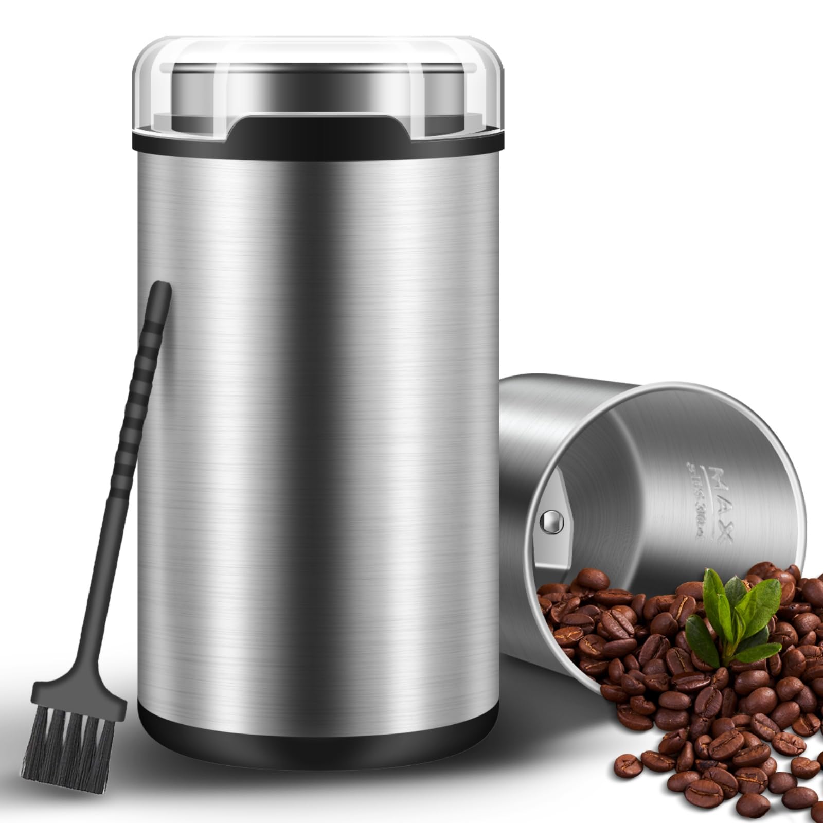 LacusMare Electric Coffee Grinder, 80g Large Detachable Bowl, Durable Stainless Steel Blades, Low Noise, 150W Motor, Versatile Electric Grinder for Coffee Beans, Spices, Nuts, Dried Herbs, Grains