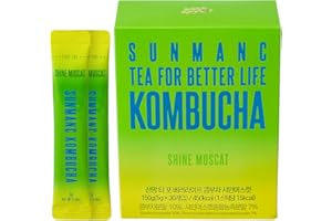 SUNMANC Kombucha 30 packets, Sparkling Probiotic Fermented Drink, Convenient Powdered Drink Mix, Tea Powder, Low Calories, Sugar 0g, Low Caffeine (Shine Muscat)