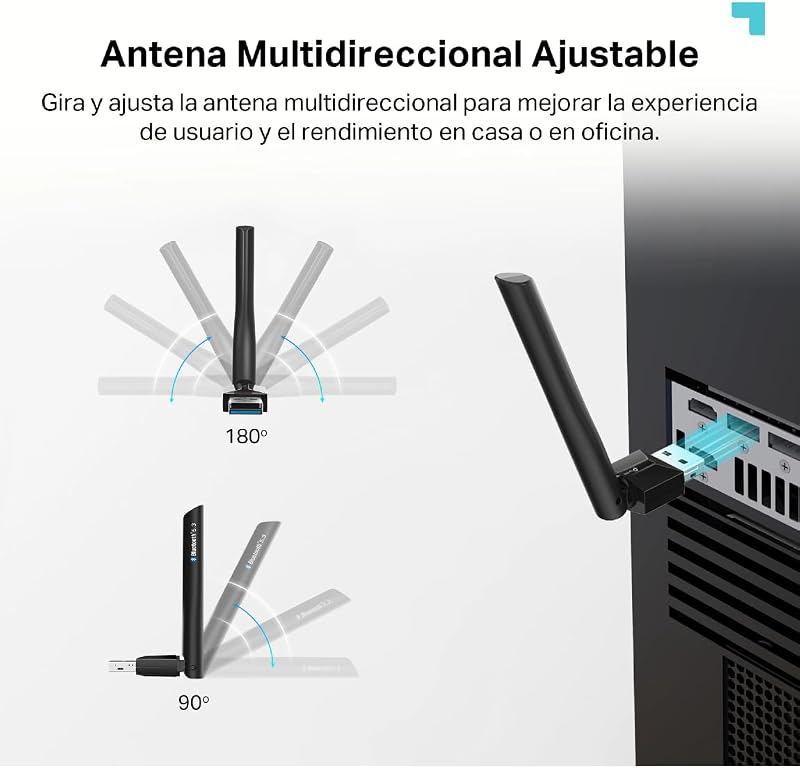 UB500 Plus - Adaptador WiFi USB, Bluetooth 5.3, con Antena, Nano