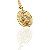 forme di Lucchetta -small 14K Gold Miraculous Medal Pendant - Fine Italian Catholic Jewelry - Charm for Blessed Mother Necklace