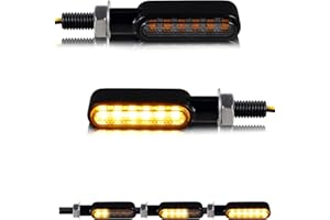 NTHREEAUTO Smoked Motorcycle Led Turn Signals Sequential Front Rear Mini Turn Signal Lights Universal Compatible with Harley 