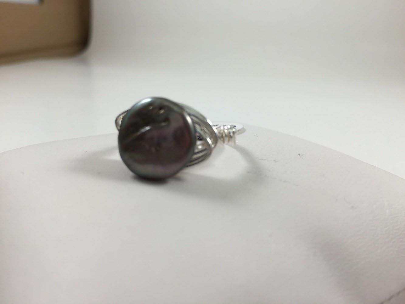 PEACOCK COIN PEARL RING Beautifully Wrapped with STERLING SILVER Wire