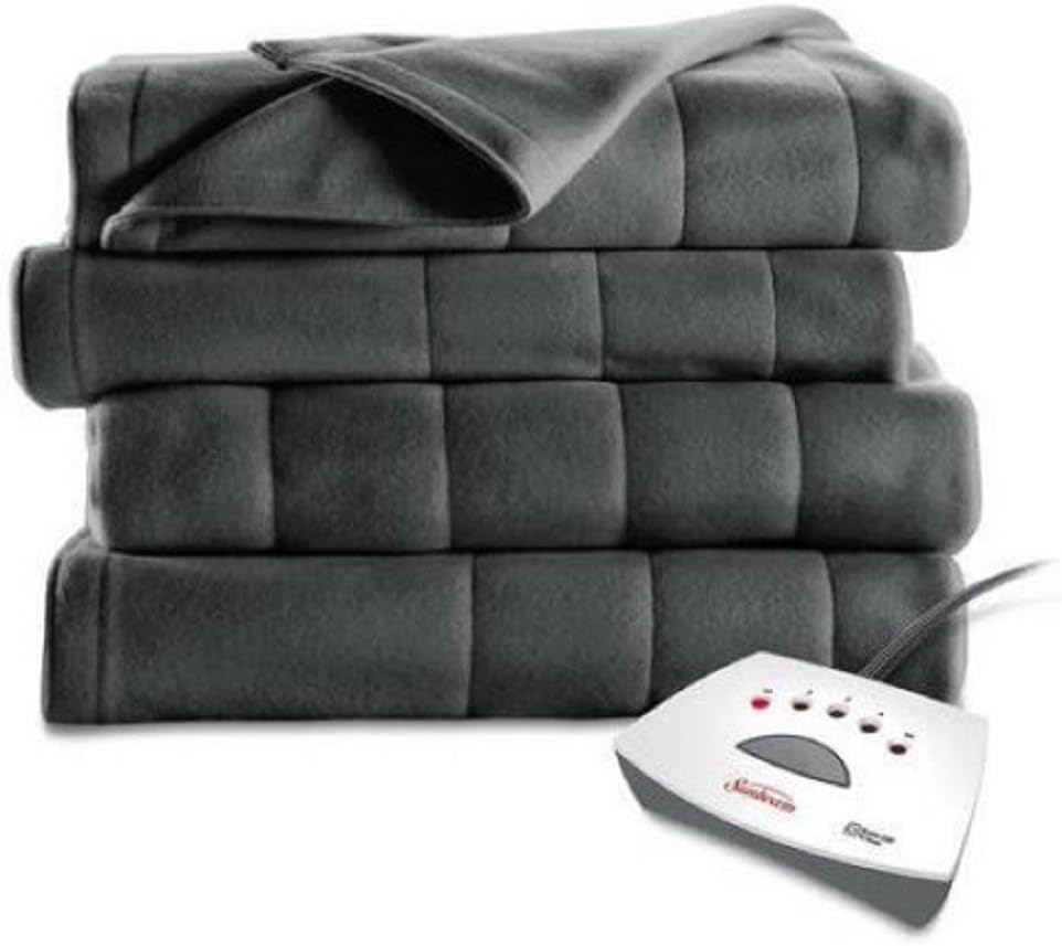 Sunbeam Queen Quilted Fleece Heated Blanket Two Controls