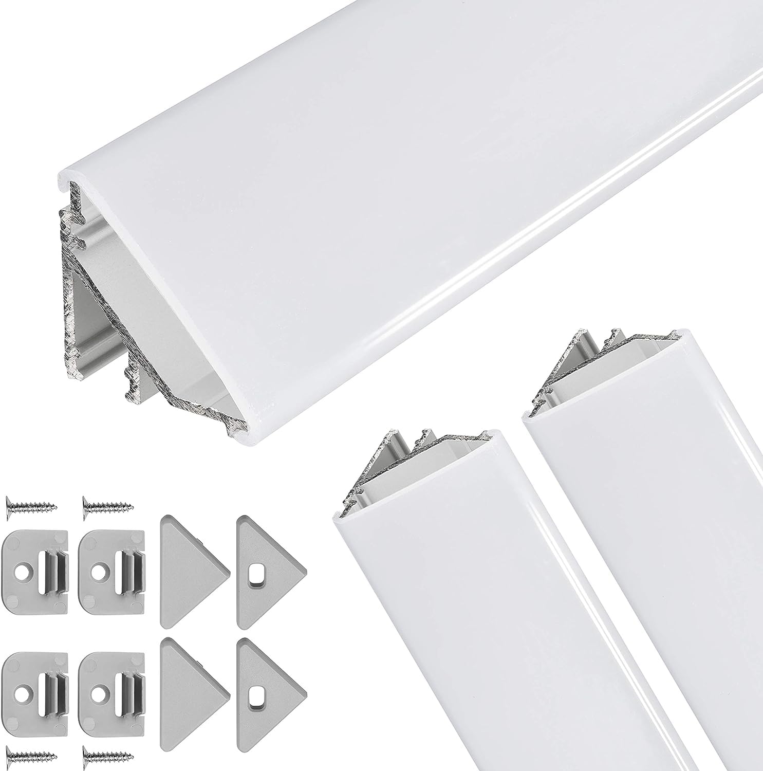 Brollux LED Corner Profile V24, Set 2 m (2 x 1 m) Aluminium Profile 45 Degree Corner Aluminium for LED Strip Light Strip